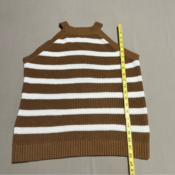 Old Navy Sleeveless Striped Shaker Stitch Sweater Medium Tall Fall Sweater Tank - Picture 4 of 11